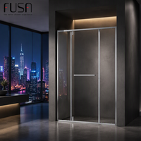 Pintu Shower Pivot Bukaan Luar FUSA 2 Panel Tetap Kaca Tempered 8mm Layar Shower Baja Tahan Karat 304 Grosir