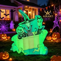 Panneau publicitaire gonflable classique à motif de salle de bain avec éclairage LED pour la décoration de fête de jardin en veille d'Halloween