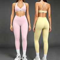 Ensemble de yoga personnalisé bicolore ultra doux 2 pièces – Tenue de sport taille haute pour femme