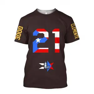 Puerto Rico Clemente Printing Machine T Shirt For Boys High Quality Black Men Gym T Shirt Custom Logo Plain Shirts In Bulk