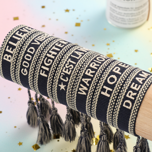 Handmade Custom Logo <strong>Bracelet</strong> Woven Friendship Charms Trendy Embroidery Word Tassel Fashion String <strong>Rope</strong> <strong>Bracelet</strong> Femme - Product Image 2
