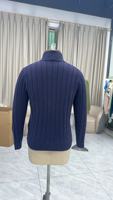 Cardigan côtelé bleu marine pour homme, col rond, col en fausse fourrure, double fermeture éclair, grande taille, laine/coton épais anti-boulochage
