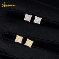 Boucles d'oreilles en argent sterling plaqué or 925 7mm à vis arrière en Moisssanite avec test de diamant glacé au prix de gros