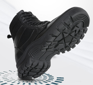 Bottes de combat DFS01 noires à tige haute avec fermeture éclair latérale, ultra-légères et respirantes pour hommes, idéales pour la formation et la sécurité. - Product Image 5