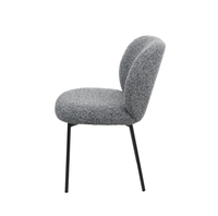 Chaise de salle à manger moderne en acier avec revêtement en lin, design ergonomique, pieds en métal - Écologique pour la maison et les restaurants