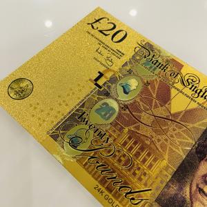 Billet de banque commémoratif de collection en feuille d'or de 20 livres sterling britanniques personnalisé, argent de cinéma, Elizabeth, cadeau de fête - Product Image 5