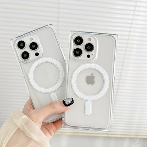 Cubierta trasera <span class=keywords><strong>cuadrada</strong></span> de acrílico, marco de TPU, rectangular, transparente, a prueba de golpes, <span class=keywords><strong>funda</strong></span> de teléfono para <span class=keywords><strong>iPhone</strong></span> 16 Pro 15 14 Plus 13 12 <span class=keywords><strong>11</strong></span> Pro Max - Product Image 1