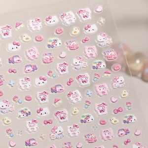 Pink <span class=keywords><strong>Hello</strong></span> <span class=keywords><strong>Kitty</strong></span> 5D Relief Plástico no tóxico 3D DIY Nail Art Stickers personalizables con aplicación <span class=keywords><strong>de</strong></span> belleza <span class=keywords><strong>de</strong></span> gran oferta - Product Image 2