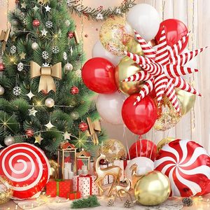 Ensemble de ballons de Noël en latex mat rouge et or métallisé de 12 pouces, ballons en aluminium en forme d'étoile et de sucette, décoration de fête d'<span class=keywords><strong>anniversaire</strong></span> - Product Image 2
