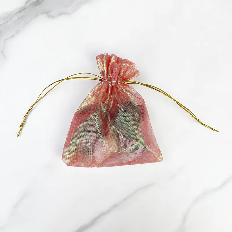 Bolsa de Organza personalizada para joyería, bolsa de dulces para fiesta, malla con cordón pequeño, bolsa de Organza de regalo de 10x15cm con logotipo