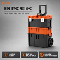 Boîte à outils mobile empilable Airaj avec roulettes, étui rigide en plastique étanche, personnalisable OEM/ODM