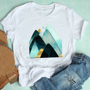 <span class=keywords><strong>เสื้อ</strong></span><span class=keywords><strong>ยืด</strong></span>คอกลมแขนสั้นลายกราฟิกสำหรับผู้หญิงแฟชั่นฤดูร้อนออกแบบได้เอง - Product Image 2
