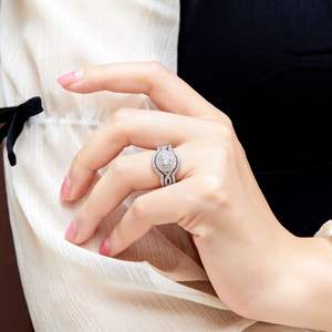 OAHLAN joyería fina 0.5CT corte redondo 925 plata esterlina nupcial conjuntos de anillos de boda CZ Anillos De Compromiso anillos de promesa para mujeres - Product Image 6