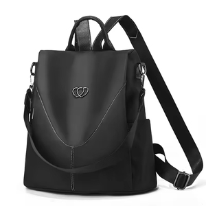<b>Black</b> Minimalist Softback <b>Backpack</b> with Detachable Shoulder Strap Waterproof Microfiber Synthetic <b>Leather</b> Medium Capacity Daily - Product Image 2