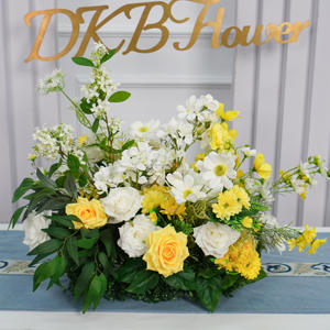 Hermosa Decoración de Boda, Camino de Flores Artificiales de Seda, Tacto Real, Rosas Amarillas y Blancas, Flores de Bosque, Largo, para el Día de la Madre - Product Image 4