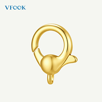 VFOOK Findings Boucle Circulaire Antidérapante à Pression, Connecteur Universel pour Bijoux, Fermoir Mousqueton en Or Massif 18K pour la Fabrication de Bijoux