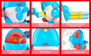 เครื่องยิงฟองอากาศอัตโนมัติรูปปลาวาฬของเล่นกลางแจ้งเครื่องยิงฟองสบู่พร้อม2000 + ฟองต่อนาทีและ2โหมดสำหรับเด็ก - Product Image 2