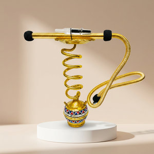 Ensemble de chicha portable de luxe en laiton doré avec spirale et nacre - Product Image 6