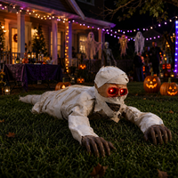 Momia Reptante de Halloween Animada Eléctrica Activada por Voz con Ojos LED Rojos Brillantes y Sonido de Terror 106cm