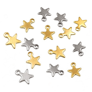 Pendentif étoile en acier inoxydable, or et argent, breloque à cinq branches, accessoire de bijouterie pour collier DIY H1097 - Product Image 1