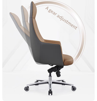 Chaise de bureau de direction à dossier haut en cuir PU, pivotante, extensible, réglable, ergonomique, design contemporain, base en acier inoxydable, bois