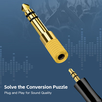 Adaptateur audio OTP plaqué or en cuivre, prise mono mâle 6,35 mm vers connecteur RCA femelle, pour ordinateur portable, prise audio stéréo, nouveau modèle