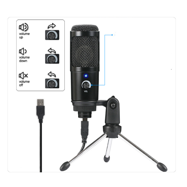 Wholesale Cheap Price USB Plug Play Portable Handheld Condenser Microphone for Computer Karaoke Conference Desktop Use Wired