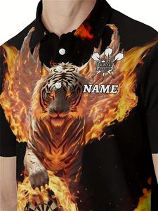 חולצת פולו סובלימציה polo: שם מותאם אישית & להבה-עיצוב חץ טיגריס מכונף עיצוב בסגנון נועז - Product Image 4