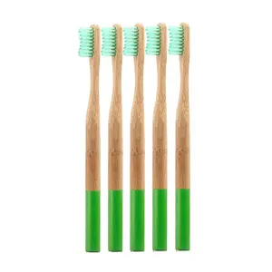 Logo personnalisé peinture poignée en bois brosse à dents bambou