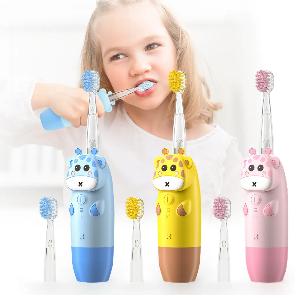 Sikat gigi listrik hewan anak-anak, baterai bergetar otomatis bulu lembut lucu bayi sonik