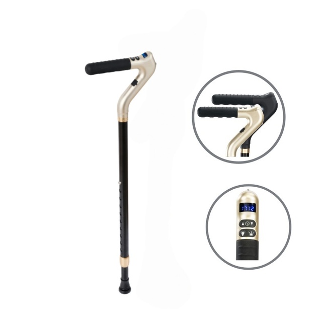 Smart Lightweight Adjustable Aluminum Foldable Walking Cane With Alarm and LED Light  and LED Display Clock  for Adult