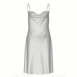 Women's Oversized High-end <b>Silk</b> Sleepwear with Elastic Waist V-neck Halter-style Loose-fitting Summer Pajamas - Product Image 6