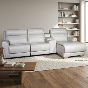 Canapé inclinable électrique avec repose-pieds et appui-tête BAS3195, mobilier moderne pour salon, en cuir véritable et tissu, ensemble de salon en forme de L - Product Image 2