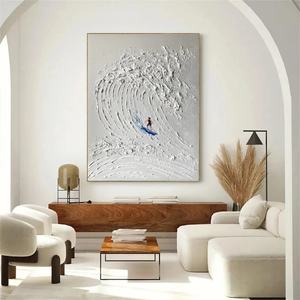 Peinture acrylique abstraite ciel et océan peinte à la main, toile neutre douce, art mural 3D pour la maison, l'hôtel, cadeau de décoration - Product Image 2