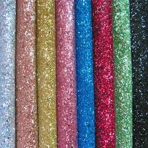 Grade 3 Chunky <strong>Glitter</strong> Fabric <strong>Vinyl</strong> for Wallpaper Bags Shoes Hairbows Crafts Decorative Purposes Knitted Backing Faux PU Leather - Product Image 1