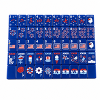 Expédition sous 7 jours – Nouveau jeu de tuiles de mahjong américaines en acrylique bleu patriotique gravé, idéal pour les cadeaux et le divertissement en casino