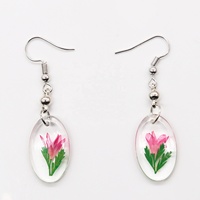 Anting-anting bunga kering kustom dalam Resin bunga asli anting menjuntai botani Herbarium hadiah Hari Valentine perhiasan untuk wanita