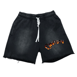 Personalized Men's Print Shorts Washed Black Drawstring Sweat Street Fashion Custom Shorts <b>for</b> Men - Product Image 2
