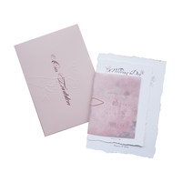 Invitation de mariage simple, déchirée à la main, rose, haut de gamme, dorée, créative, 2025, carte originale, style français, page unique/billet à déchirer