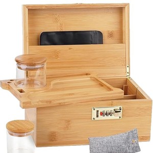 Wooden Storage <b>Box</b> With Combination <b>Lock</b> Rectangular Layered Design For Home Outdoor Use Decorative Gift <b>Box</b> - Product Image 1