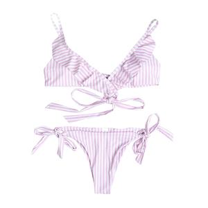 Maillot de bain de luxe OEM avec bretelles à nœud, ensemble bikini push-up 2 pièces à séchage rapide, bas de bikini en V, tenue de plage - Product Image 2