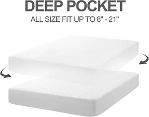 Özelleştirilmiş nefes gürültüsüz ikiz XL boyutu kapitone yatak pedi su geçirmez yatak ped koruyucu kapak