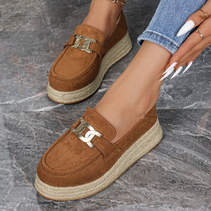 Metal <b>Chain</b> With Hemp <b>Rope</b> Soles Autumn New Thick-Soled Platform Large Size Two-Wear Shoes for Women - Product Image 6