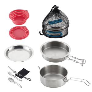 Marmite de <span class=keywords><strong>camping</strong></span> multi-combustible à chauffage rapide en acier inoxydable, portable, avec rangement et <span class=keywords><strong>vaisselle</strong></span> pliable - Product Image 1