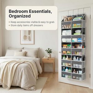 Over The Door Organizer 12 Pocket Dark Grey Hanging <b>Storage</b> For Behind Doors Or Walls Multifunctional Closet Organizer With - Product Image 2