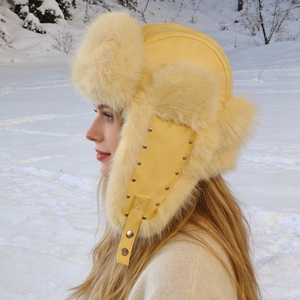 Chapeau unisexe personnalisé en fourrure de renard véritable avec cache-oreilles, casquette bomber en fourrure naturelle, chapeau de trappeur russe, fournisseur de chapeaux de sport pour fêtes - Product Image 1
