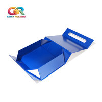 Boîte rigide bleue de luxe, grande boîte pliable en carton, emballage pliable personnalisé en papier, boîte de luxe avec fermeture magnétique, prête à l'emploi