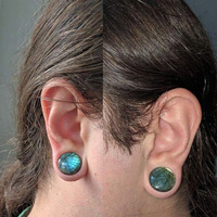 Bouchons d'oreilles en pierre Labradorite de haute qualité, bijoux extensibles à Double évasé, Tunnels d'oreilles en pierre de qualité supérieure 3AAA
