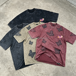 เสื้อยืดแขนสั้นผู้ชายไซส์ใหญ่ คอกลม ผ้าฝ้ายลำลอง ลายปักผีเสื้อแบบแอพพลิเคชั่น - Product Image 1