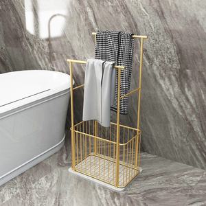 Light Luxury Simple Marble Bathroom Towel Rack Gold Clothes Rack Toilet Storage Bucket Rack